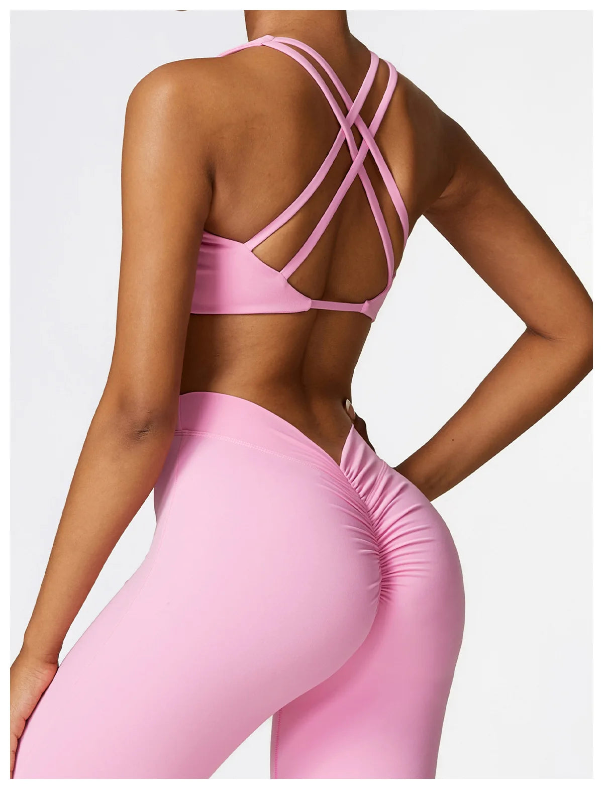 Front Twist Padded Sports Bra – Cross Strap & Push-Up Fitness Top