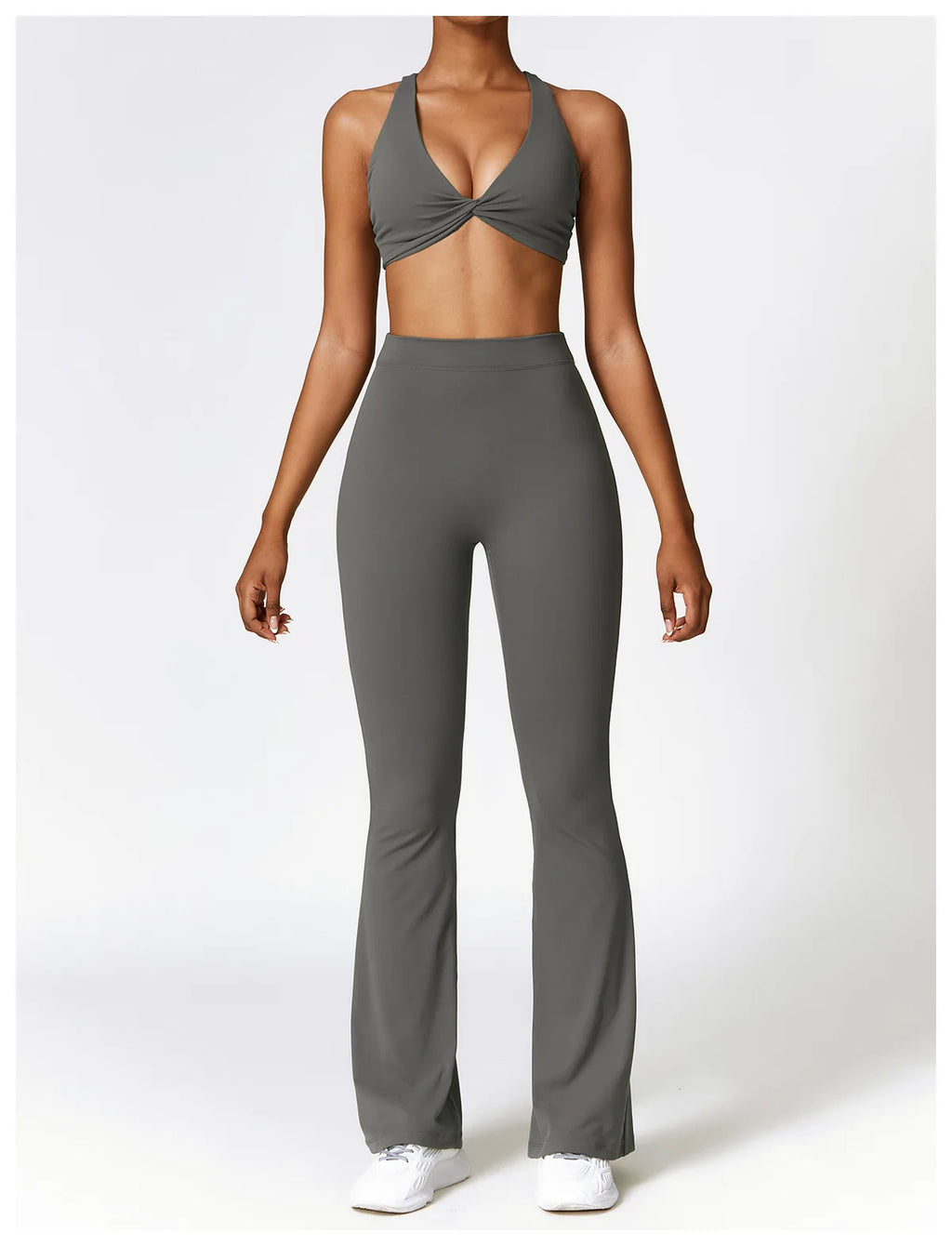 Front Twist Padded Sports Bra – Cross Strap & Push-Up Fitness Top
