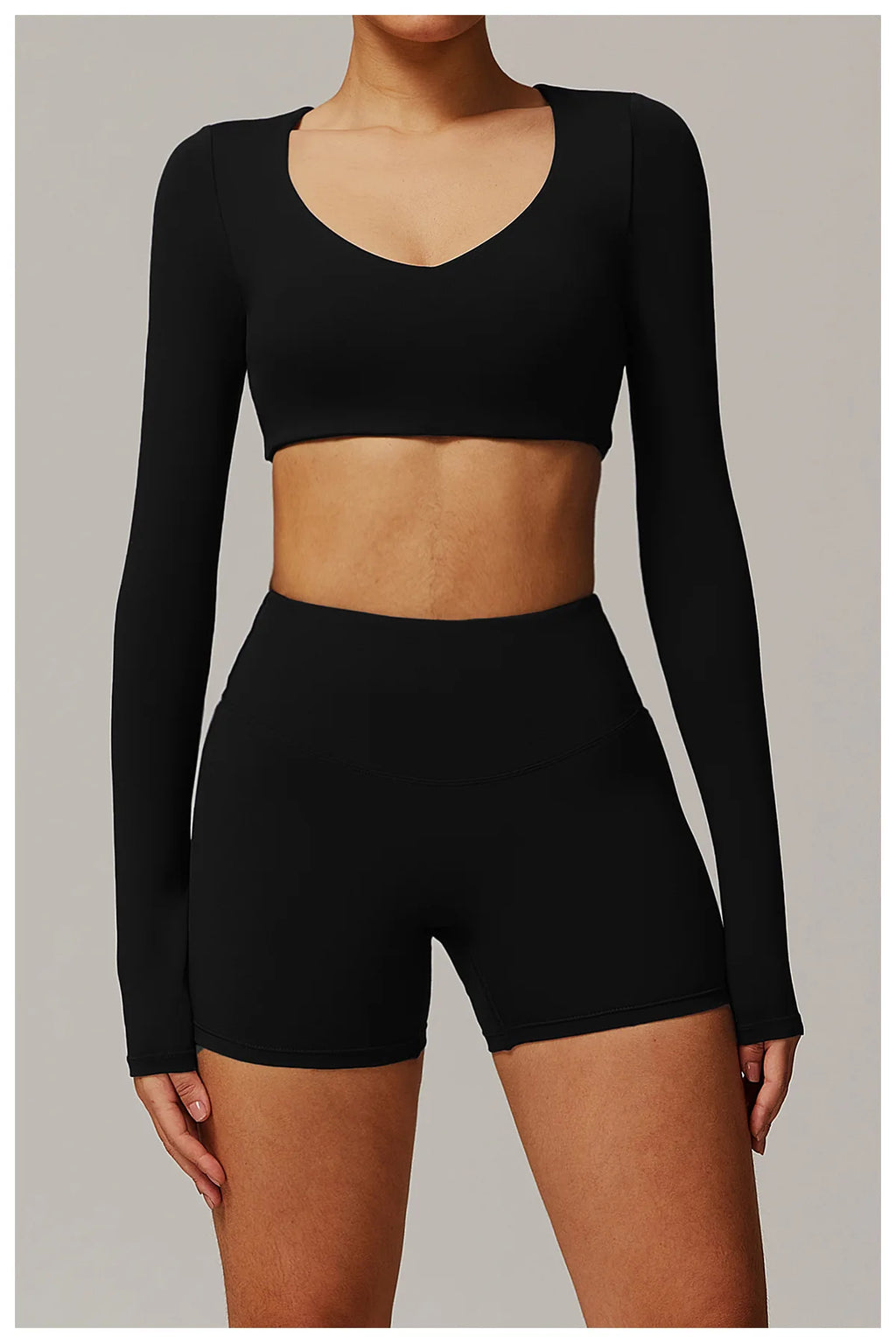 Long Sleeve Crop Yoga Top – Breathable & Quick-Dry Fitness Shirt