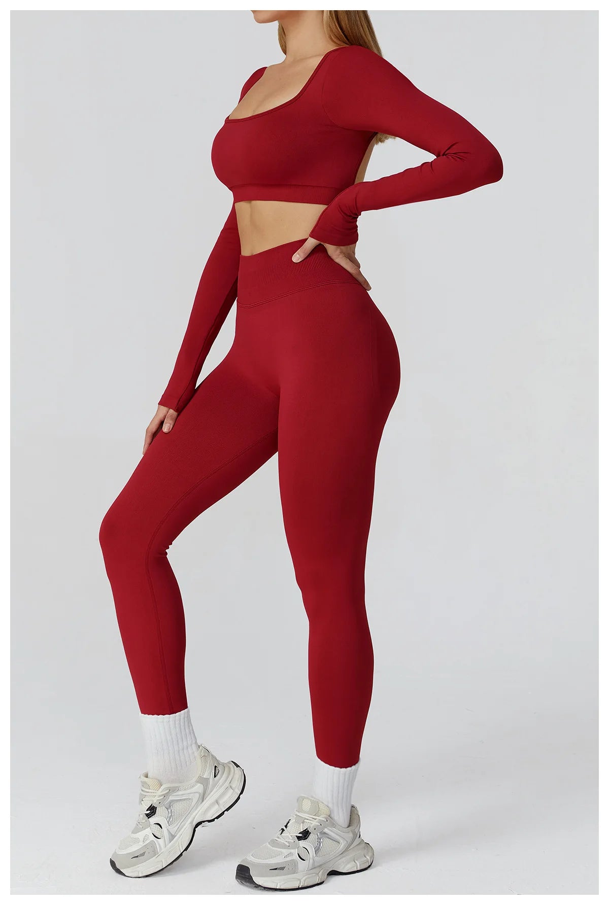 Seamless Long Sleeve Yoga Top – Backless & Quick-Dry Fitness Shirt
