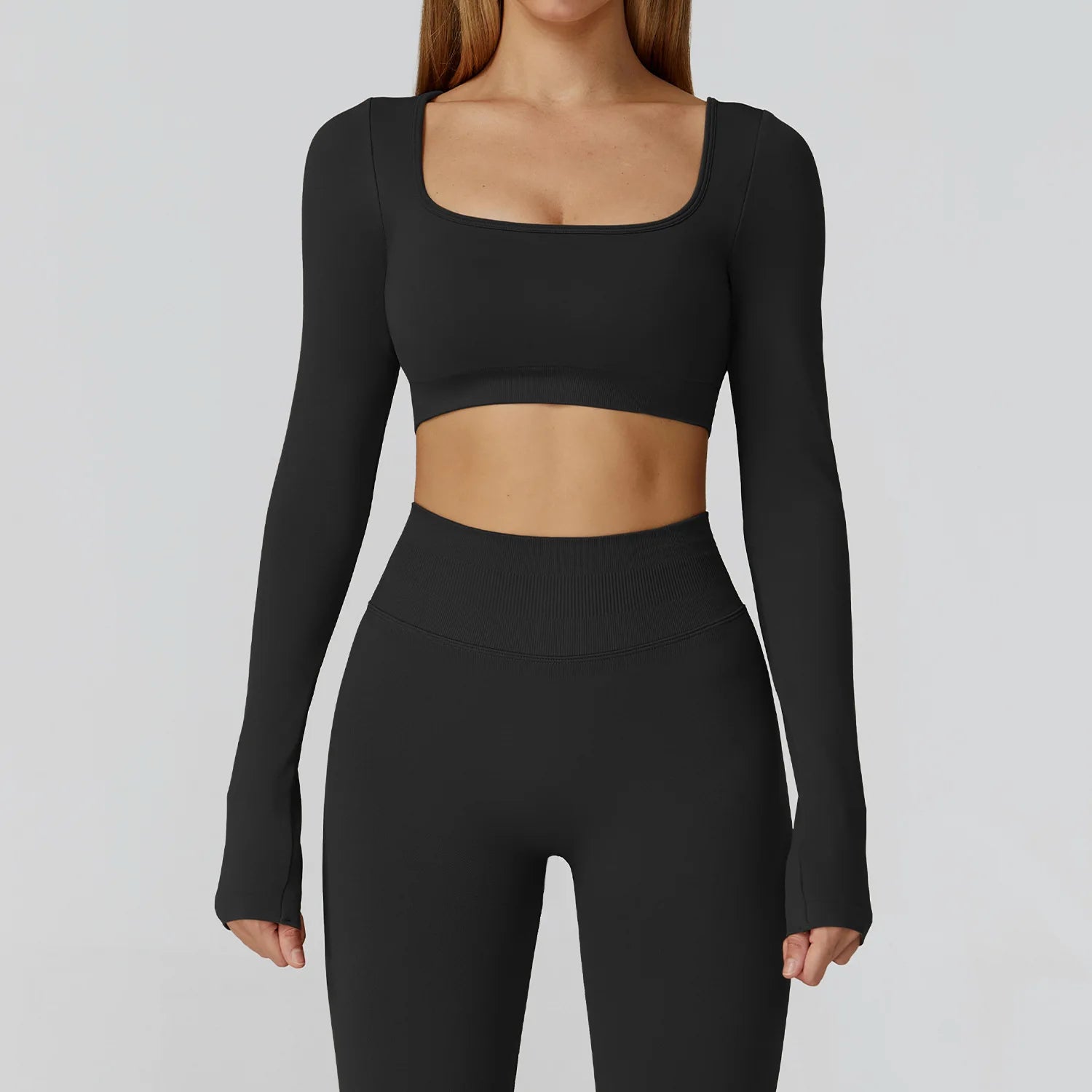 Seamless Long Sleeve Yoga Top – Backless & Quick-Dry Fitness Shirt
