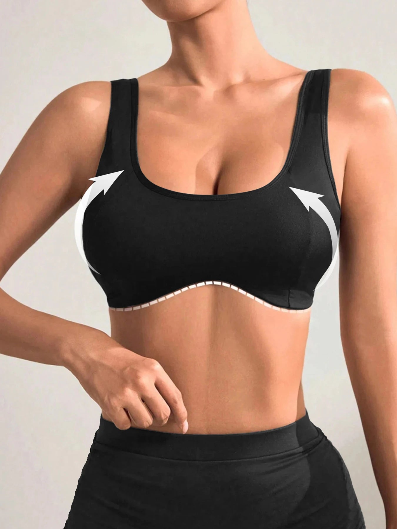 U-Neck Nude Yoga Suit – Double-Sided Brushed & Tight Fit Sports Bra