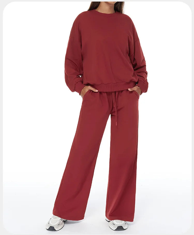 2-Piece Winter Yoga Set – High Waist & Wide Leg Comfort Wear