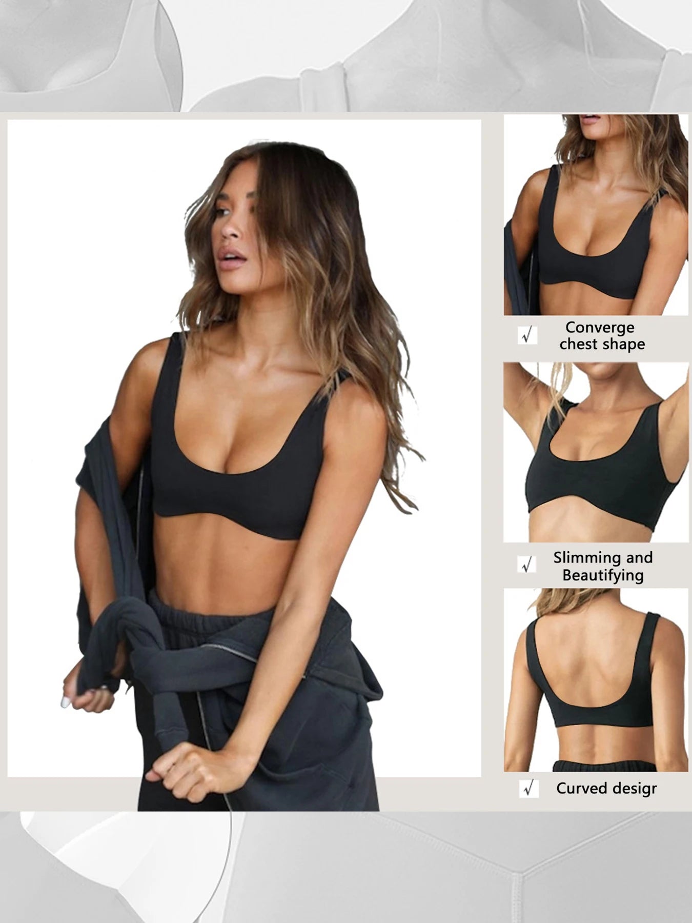 U-Neck Nude Yoga Suit – Double-Sided Brushed & Tight Fit Sports Bra