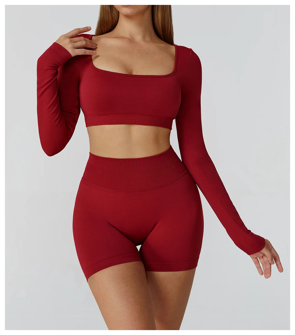 Seamless Long Sleeve Yoga Top – Backless & Quick-Dry Fitness Shirt
