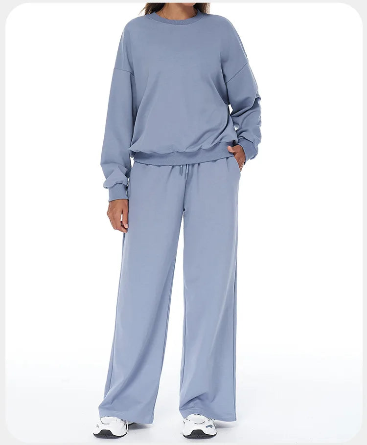2-Piece Winter Yoga Set – High Waist & Wide Leg Comfort Wear