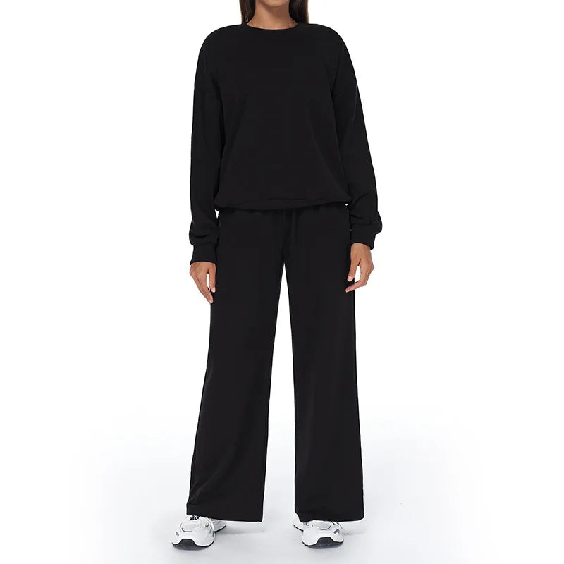 2-Piece Winter Yoga Set – High Waist & Wide Leg Comfort Wear