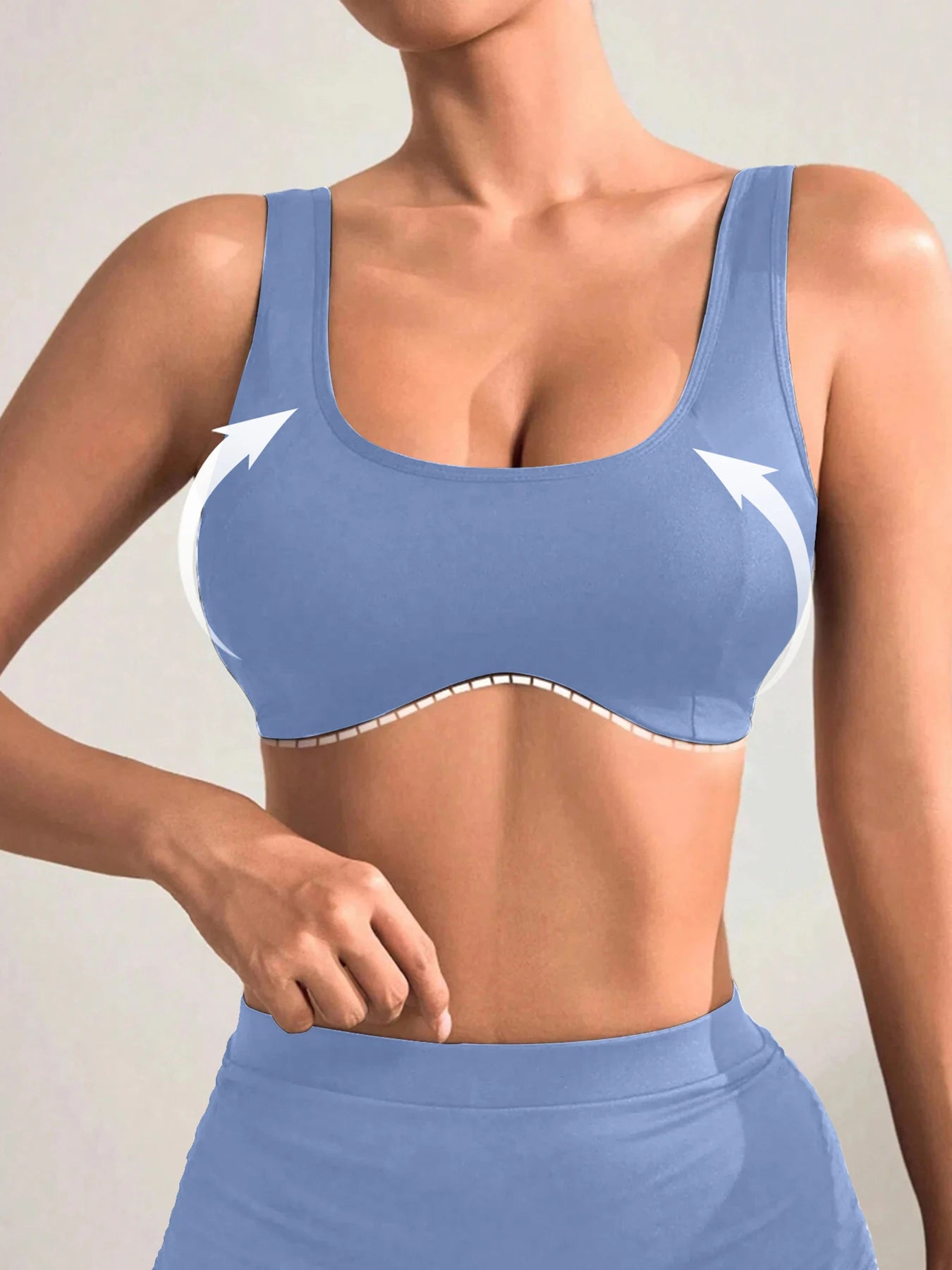 U-Neck Nude Yoga Suit – Double-Sided Brushed & Tight Fit Sports Bra