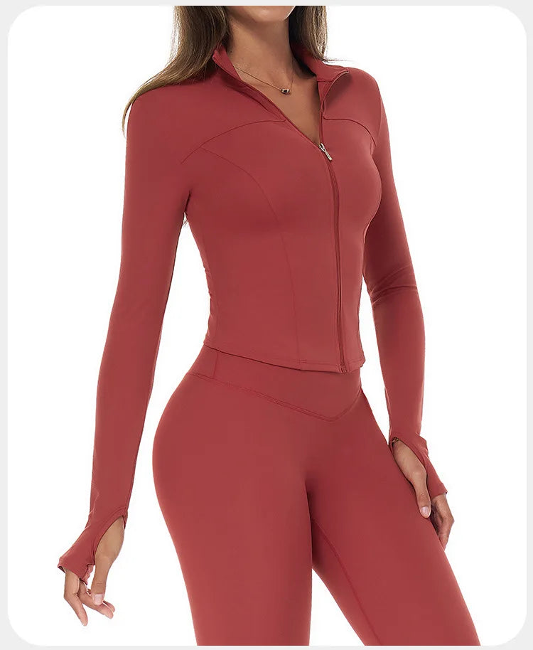 Zip-Up Yoga Jacket – Breathable, Slim & Sporty Style
