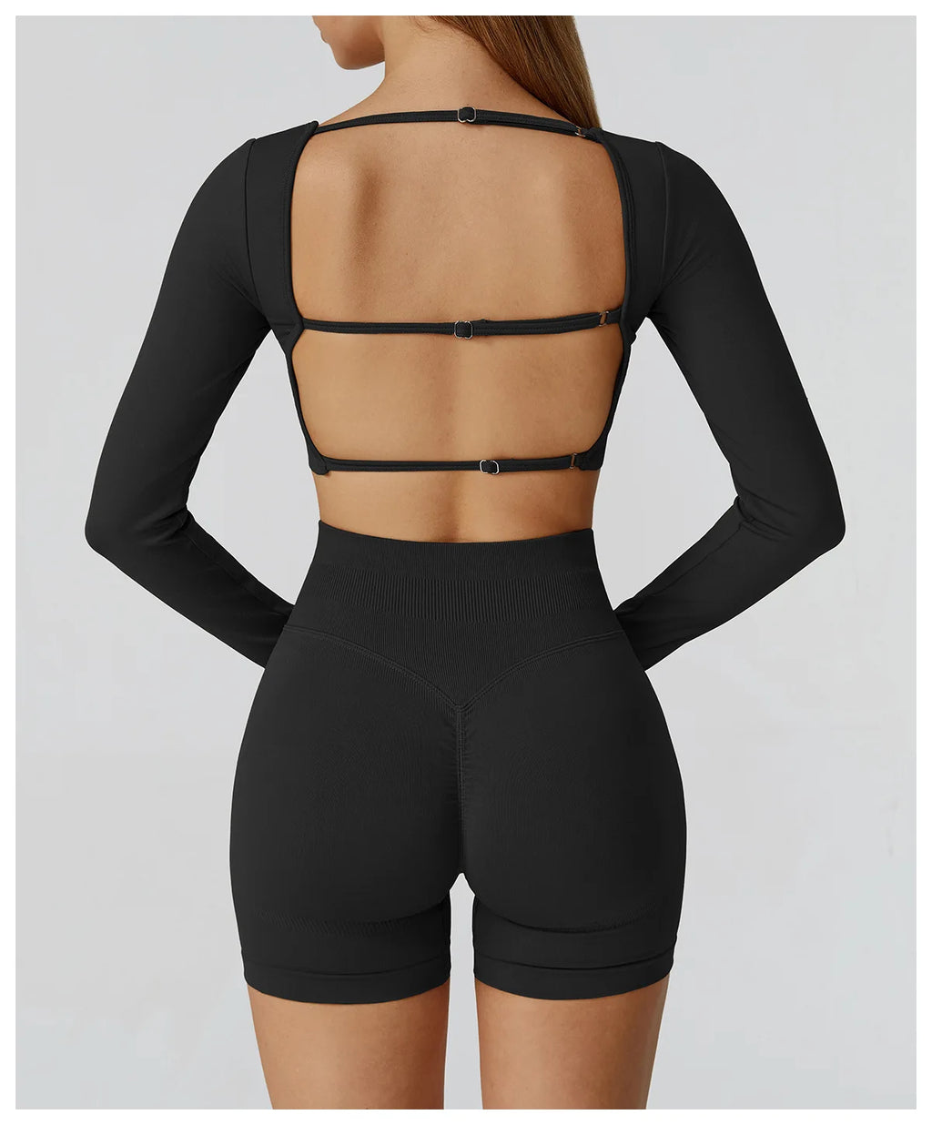Seamless Long Sleeve Yoga Top – Backless & Quick-Dry Fitness Shirt