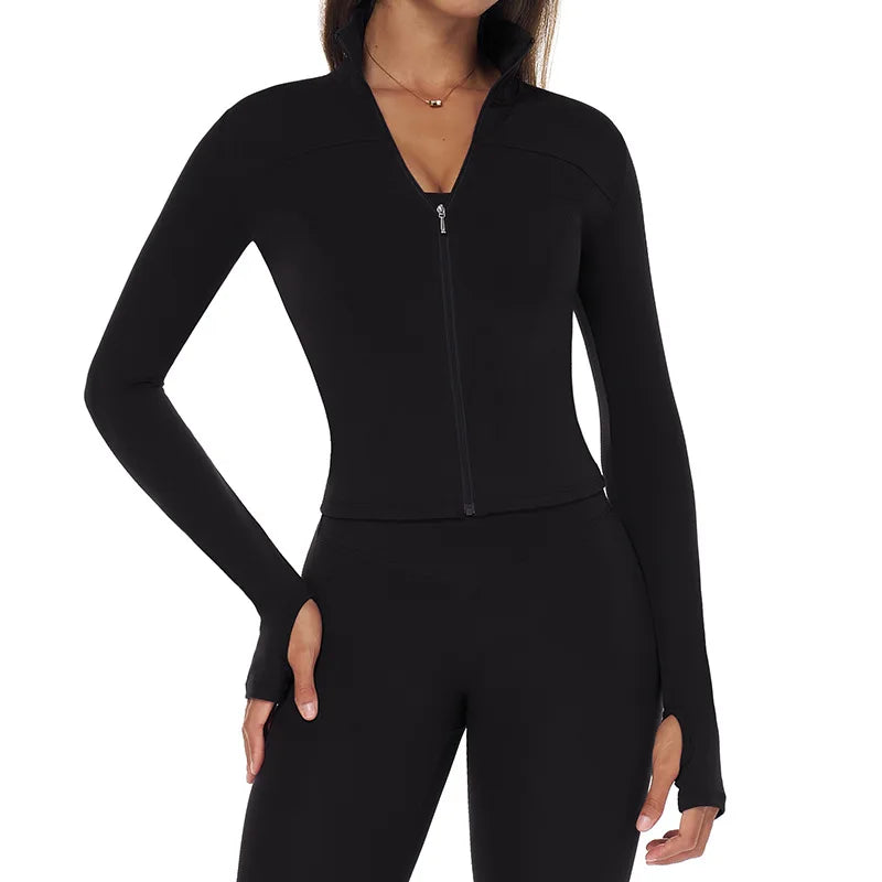 Zip-Up Yoga Jacket – Breathable, Slim & Sporty Style