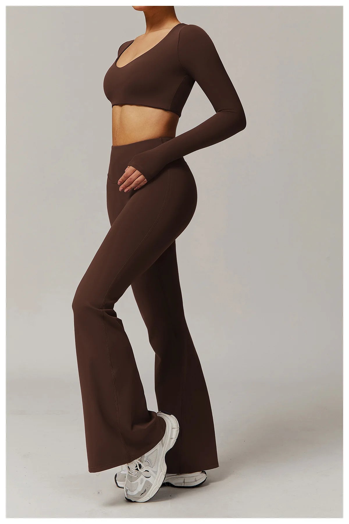 Long Sleeve Crop Yoga Top – Breathable & Quick-Dry Fitness Shirt