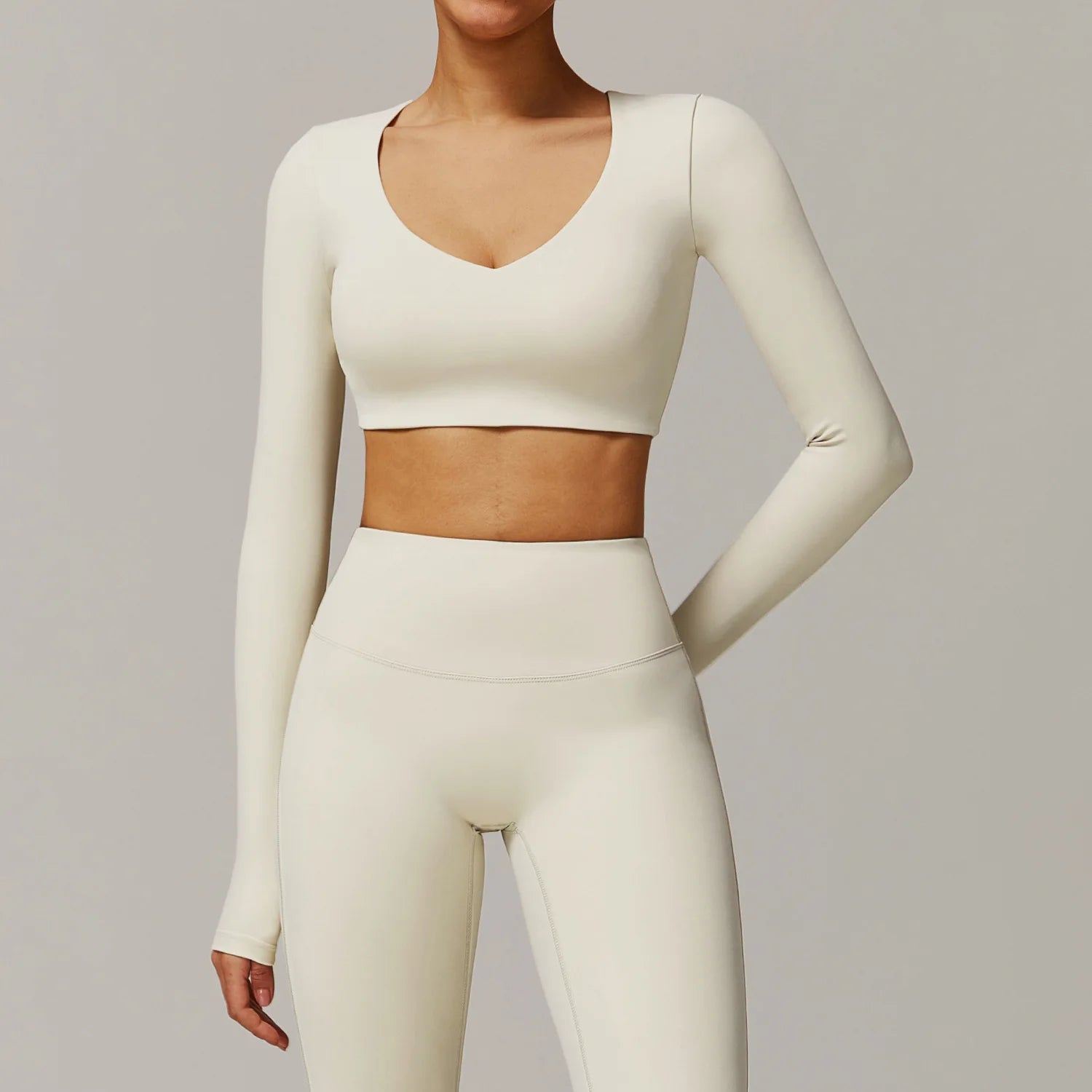 Long Sleeve Crop Yoga Top – Breathable & Quick-Dry Fitness Shirt