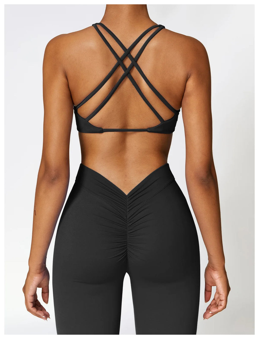 Front Twist Padded Sports Bra – Cross Strap & Push-Up Fitness Top