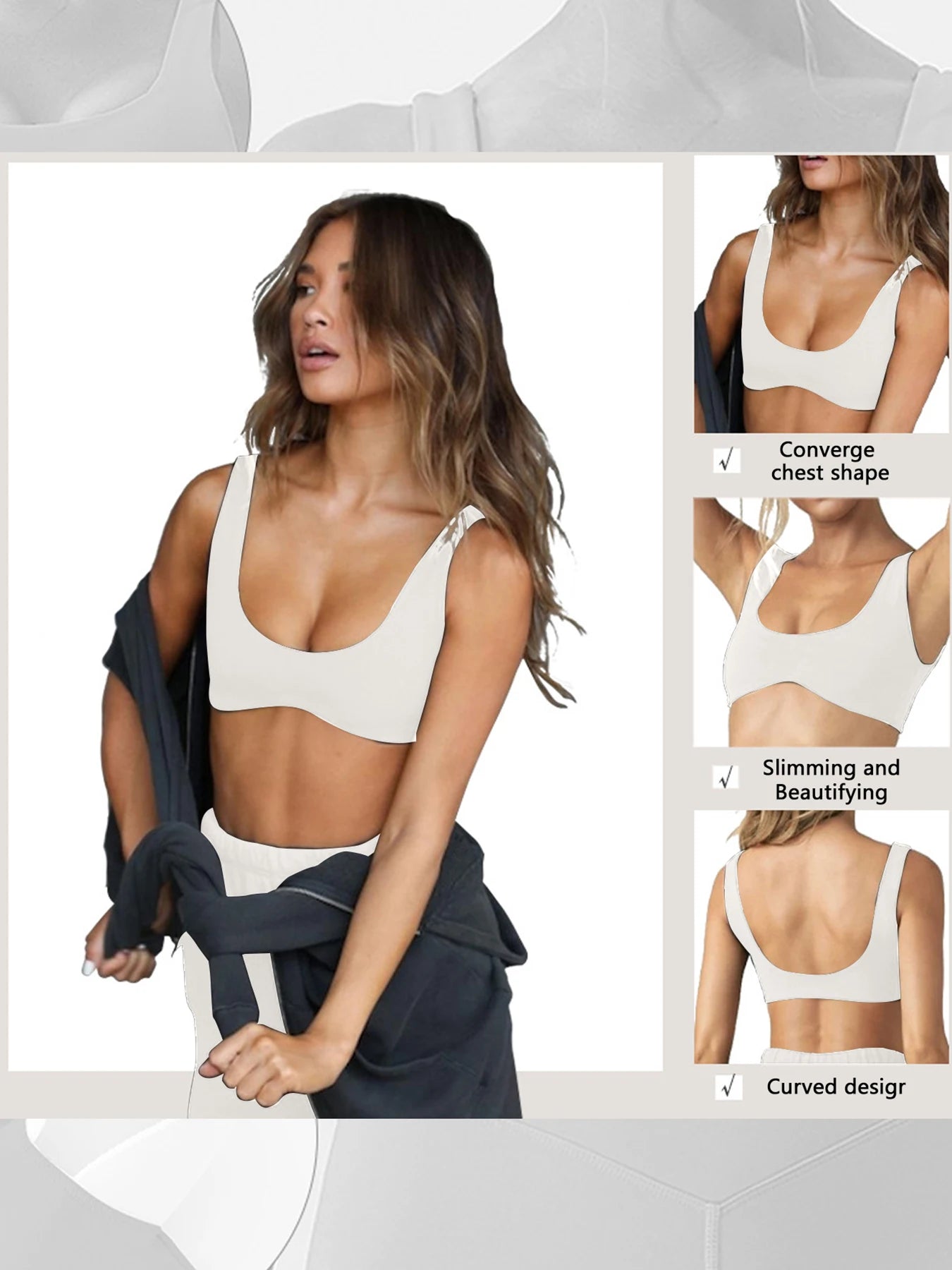 U-Neck Nude Yoga Suit – Double-Sided Brushed & Tight Fit Sports Bra