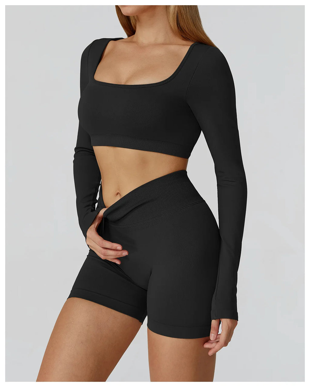 Seamless Long Sleeve Yoga Top – Backless & Quick-Dry Fitness Shirt
