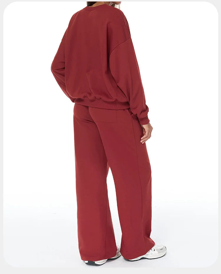 2-Piece Winter Yoga Set – High Waist & Wide Leg Comfort Wear