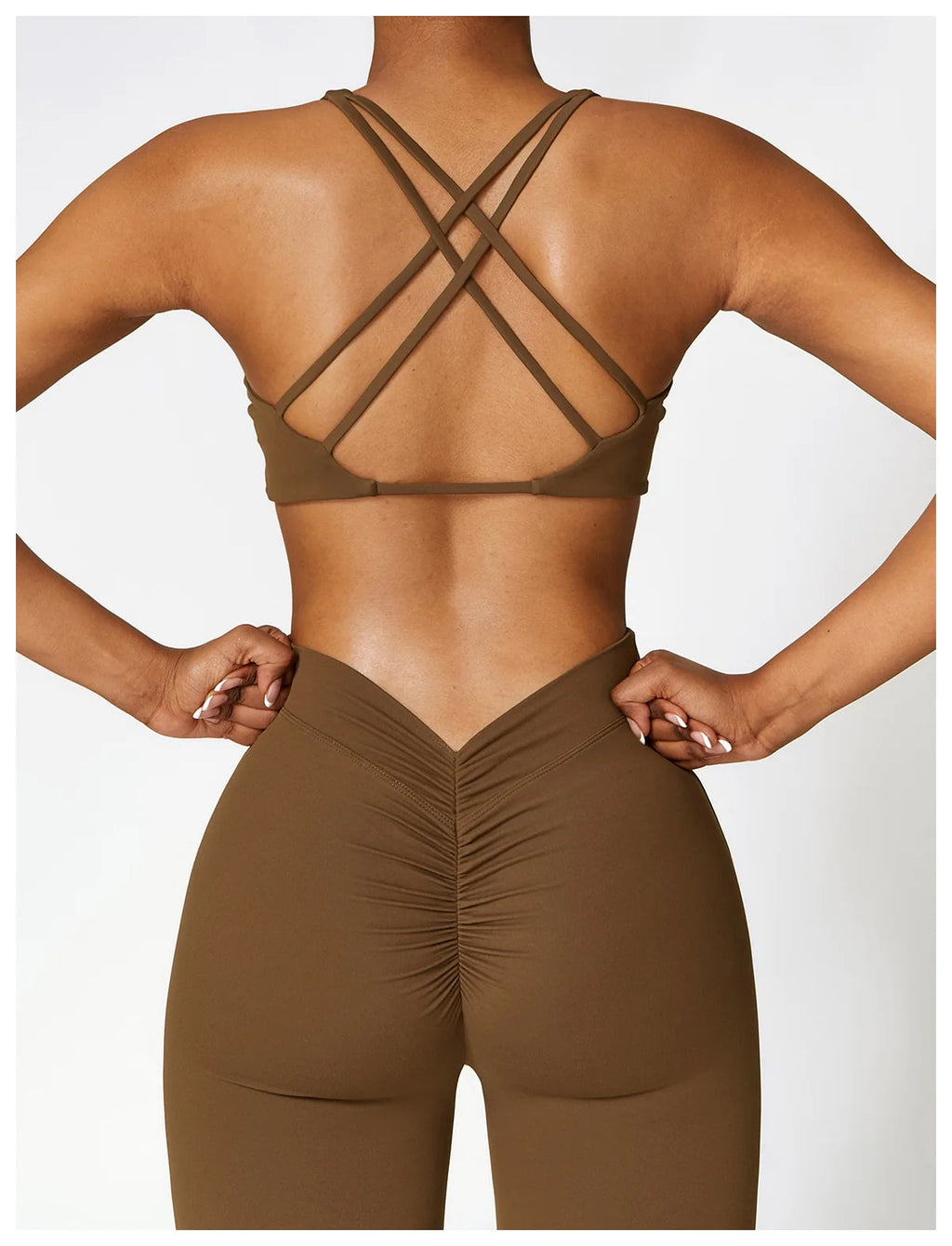 Front Twist Padded Sports Bra – Cross Strap & Push-Up Fitness Top