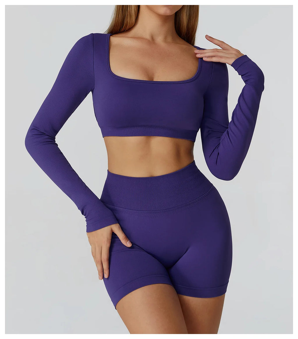 Seamless Long Sleeve Yoga Top – Backless & Quick-Dry Fitness Shirt