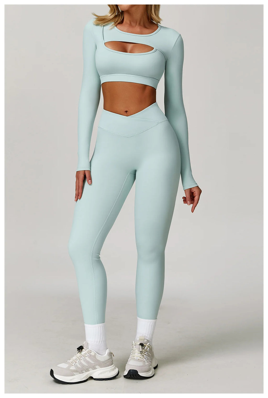 High Waist Long Sleeve Yoga Top – Quick Dry & Sleek Fit