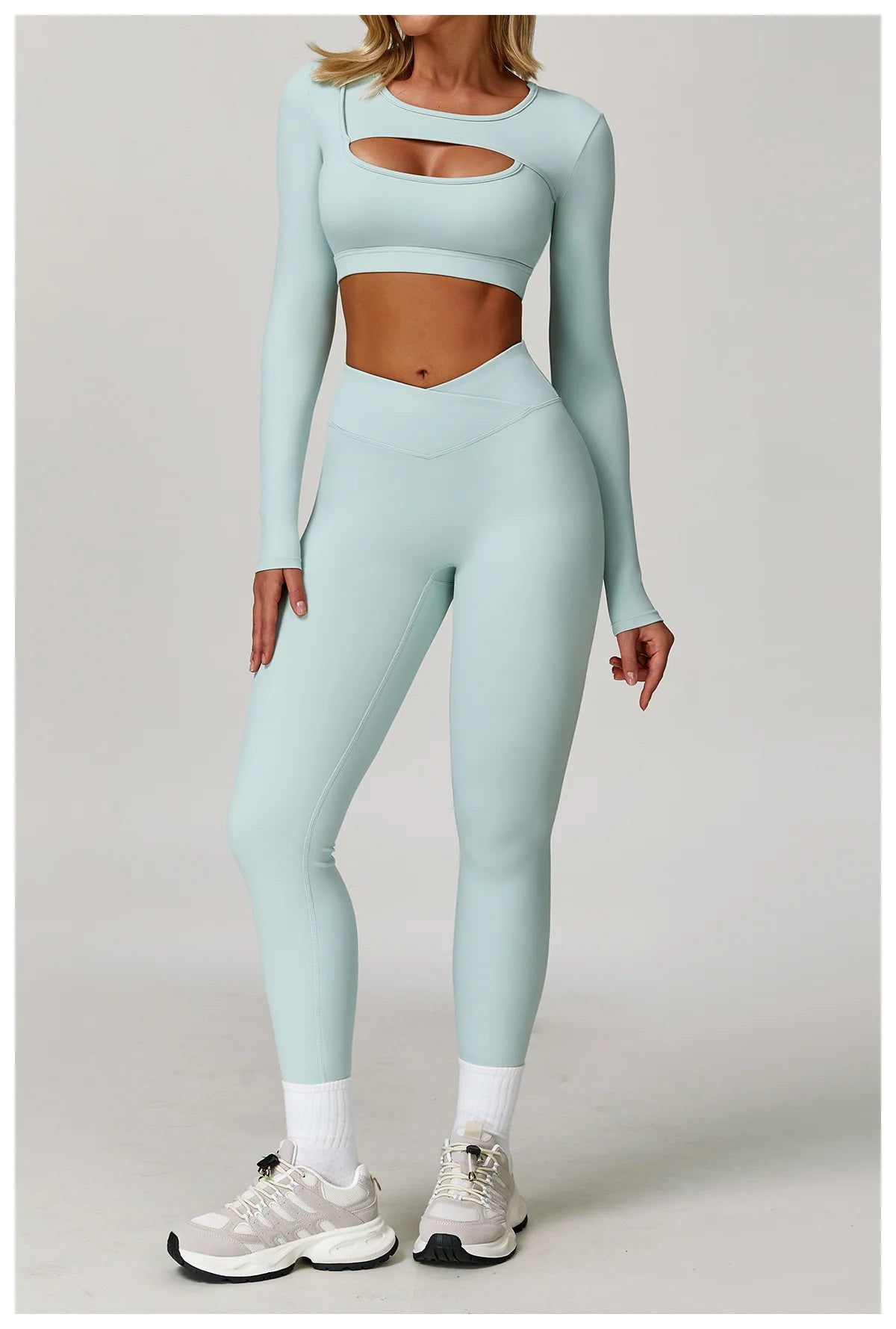 High Waist Long Sleeve Yoga Top – Quick Dry & Sleek Fit