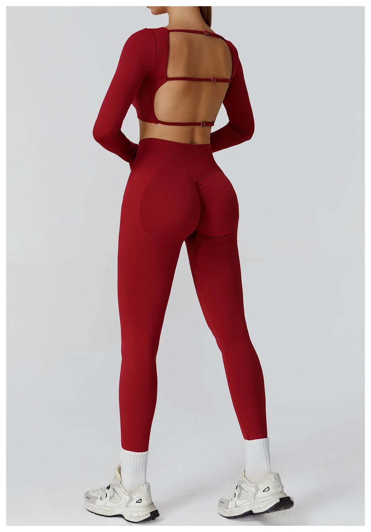 Seamless Long Sleeve Yoga Top – Backless & Quick-Dry Fitness Shirt