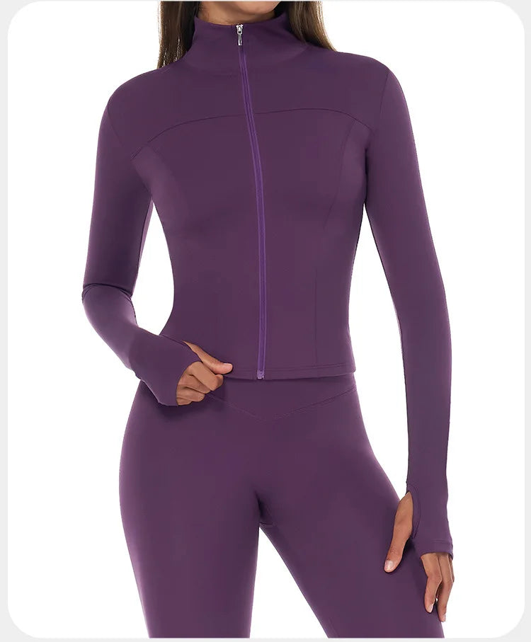Zip-Up Yoga Jacket – Breathable, Slim & Sporty Style
