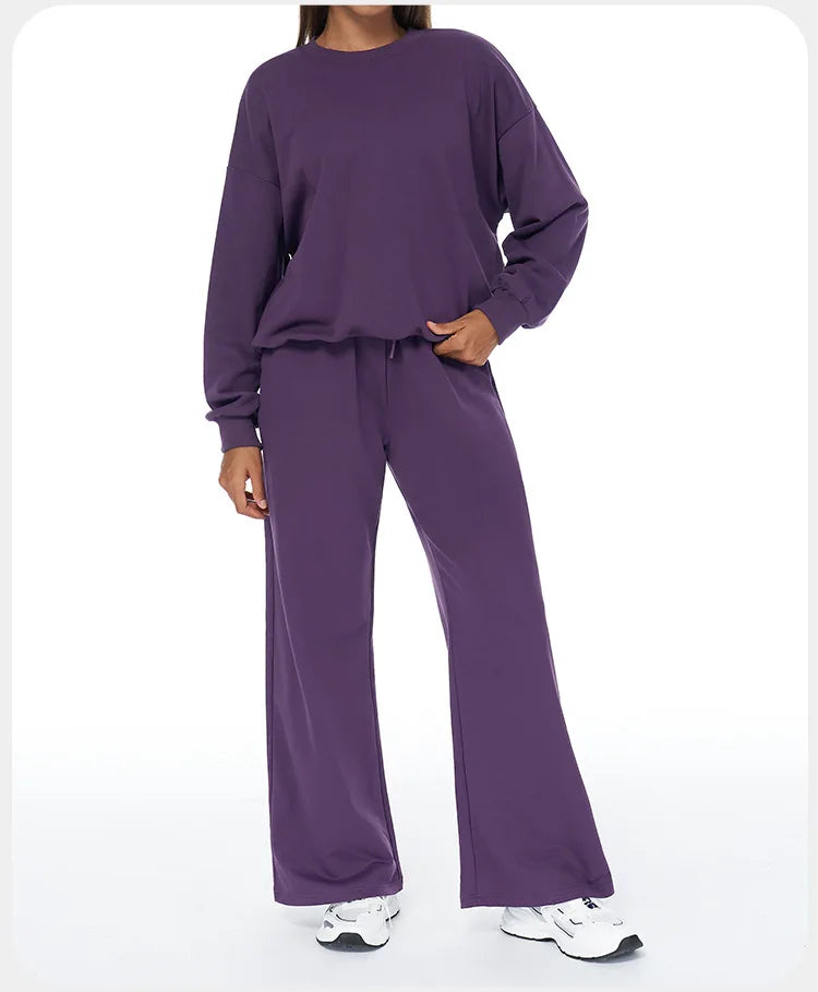 2-Piece Winter Yoga Set – High Waist & Wide Leg Comfort Wear