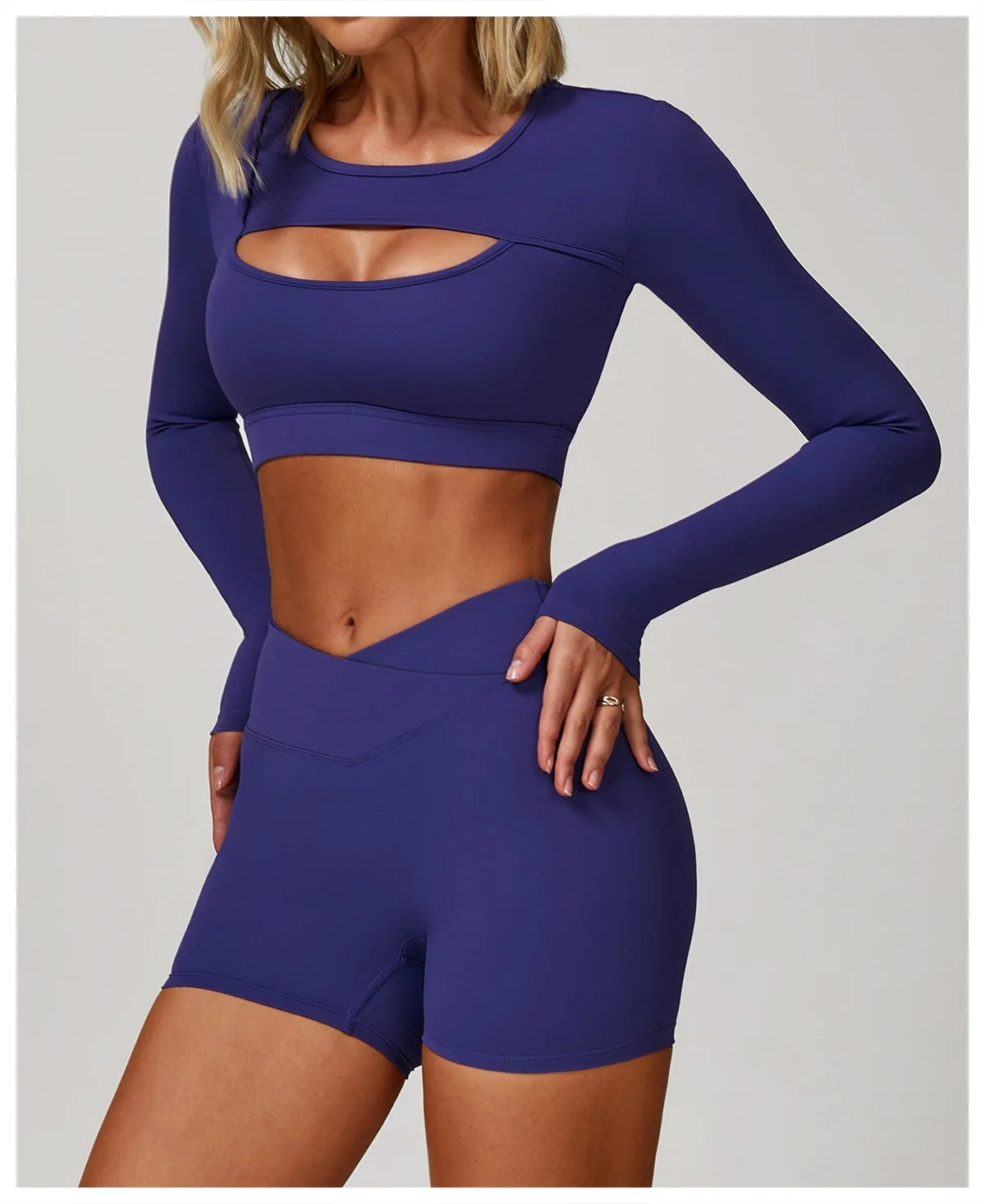 High Waist Long Sleeve Yoga Top – Quick Dry & Sleek Fit