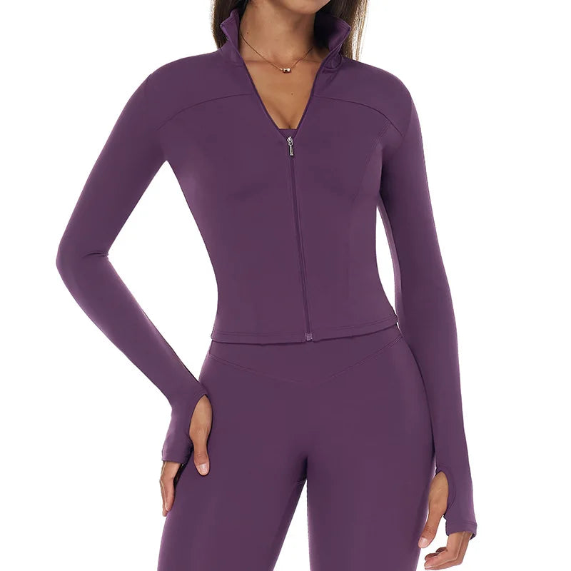Zip-Up Yoga Jacket – Breathable, Slim & Sporty Style