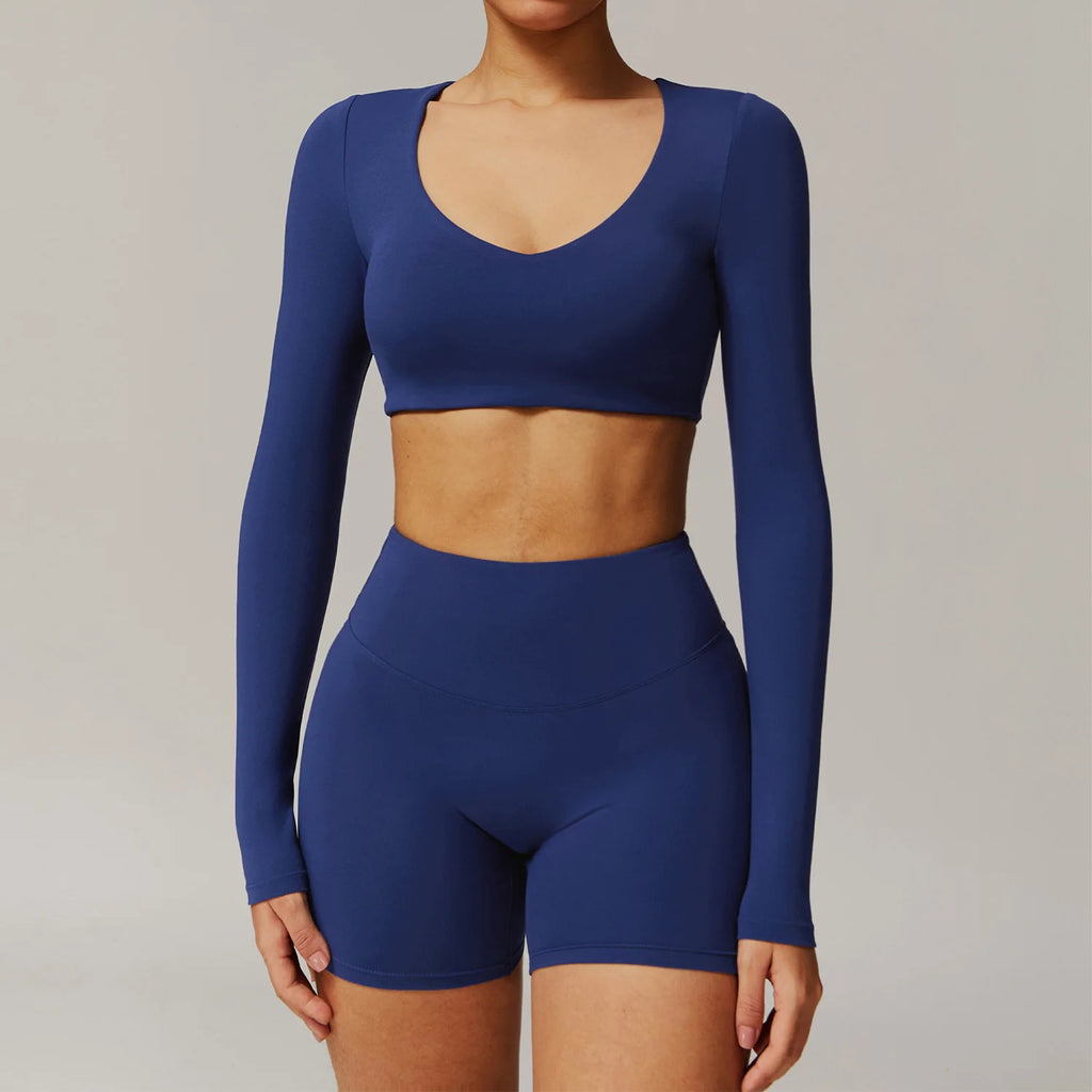 Long Sleeve Crop Yoga Top – Breathable & Quick-Dry Fitness Shirt