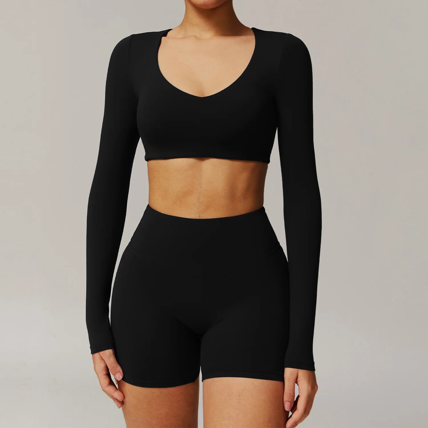 Long Sleeve Crop Yoga Top – Breathable & Quick-Dry Fitness Shirt