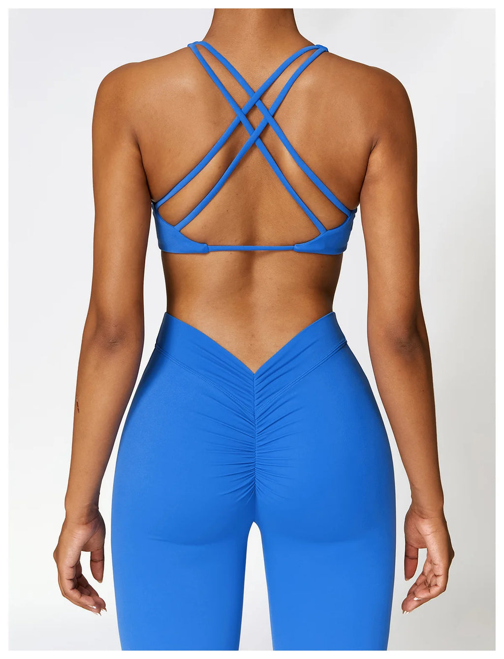 Front Twist Padded Sports Bra – Cross Strap & Push-Up Fitness Top