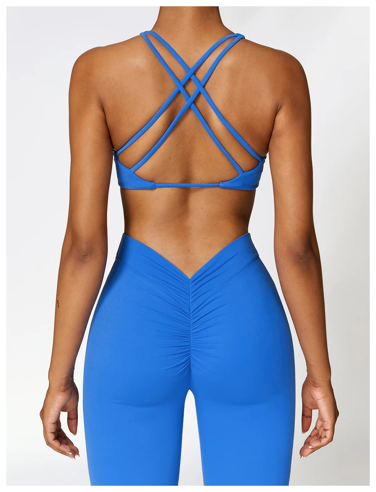 Front Twist Padded Sports Bra – Cross Strap & Push-Up Fitness Top