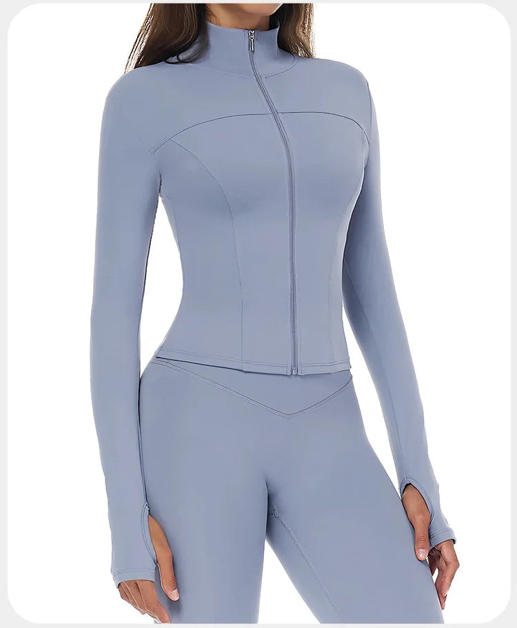 Zip-Up Yoga Jacket – Breathable, Slim & Sporty Style