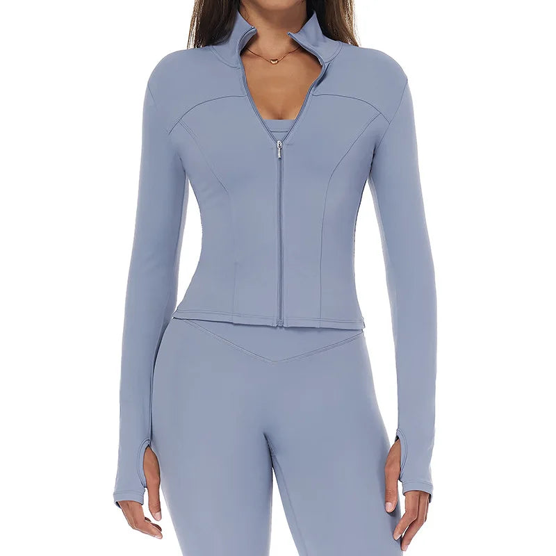 Zip-Up Yoga Jacket – Breathable, Slim & Sporty Style