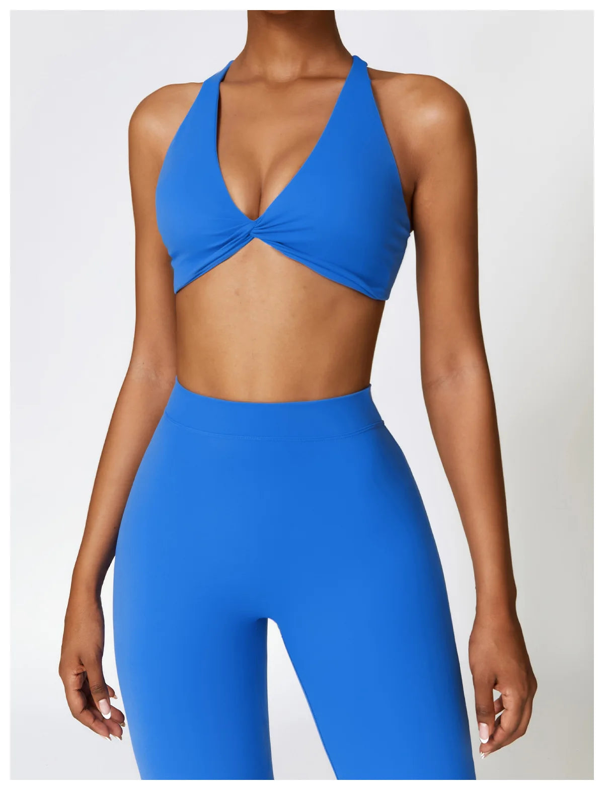 Front Twist Padded Sports Bra – Cross Strap & Push-Up Fitness Top