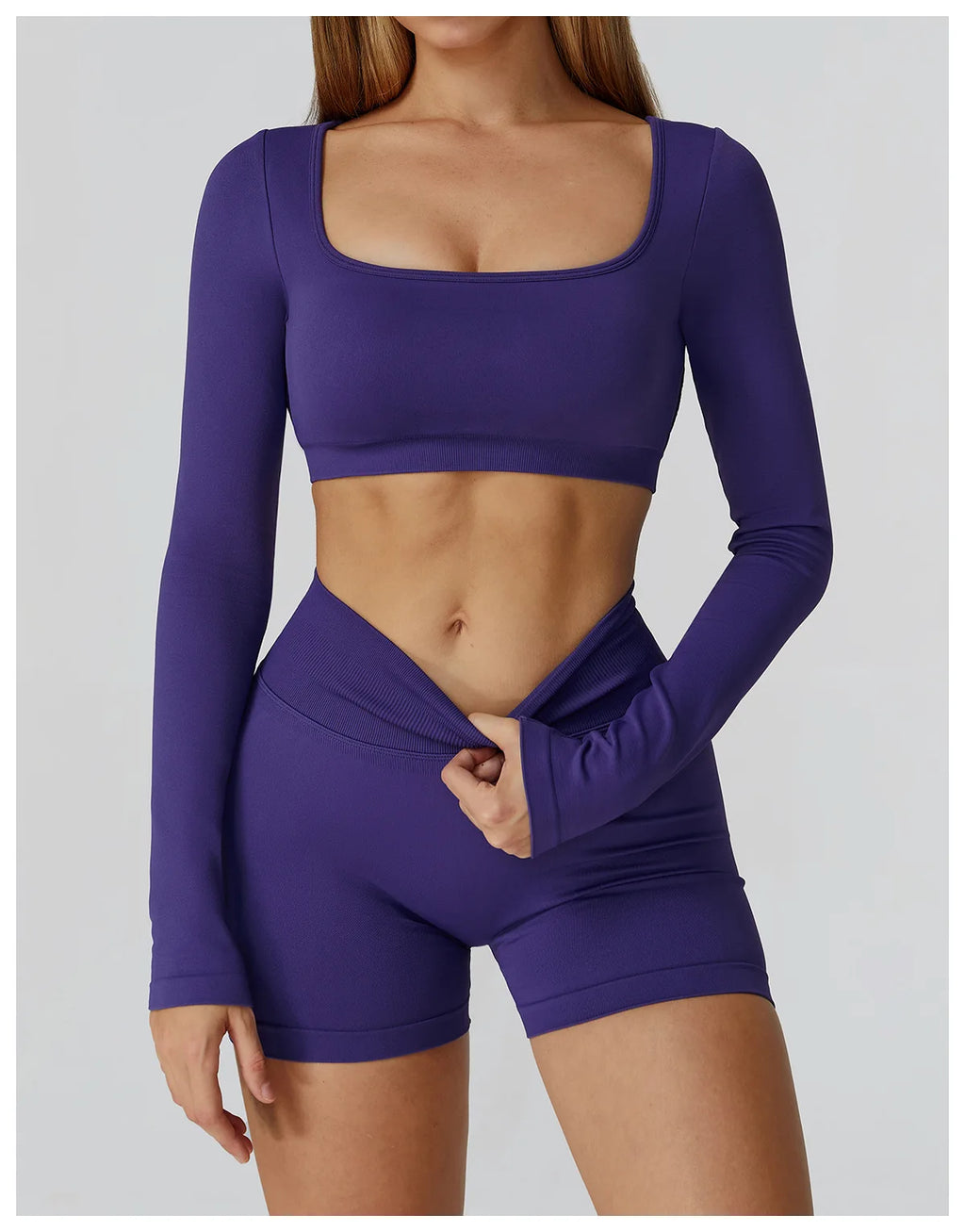 Seamless Long Sleeve Yoga Top – Backless & Quick-Dry Fitness Shirt