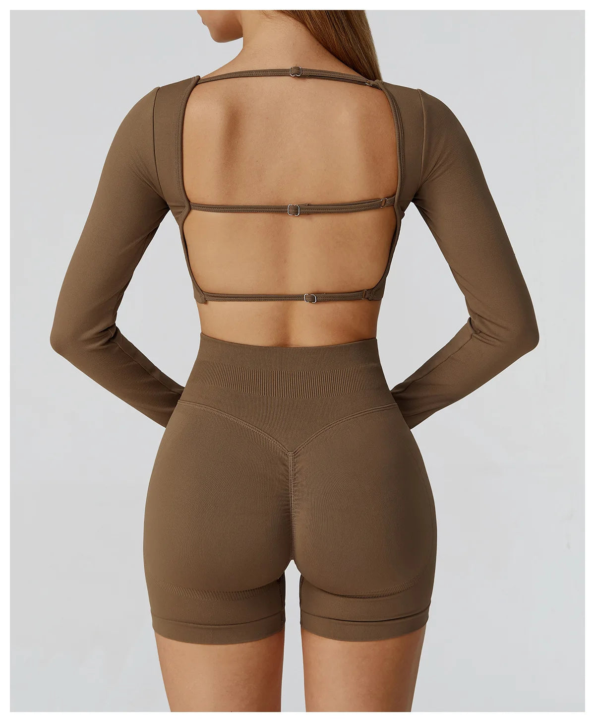 Seamless Long Sleeve Yoga Top – Backless & Quick-Dry Fitness Shirt