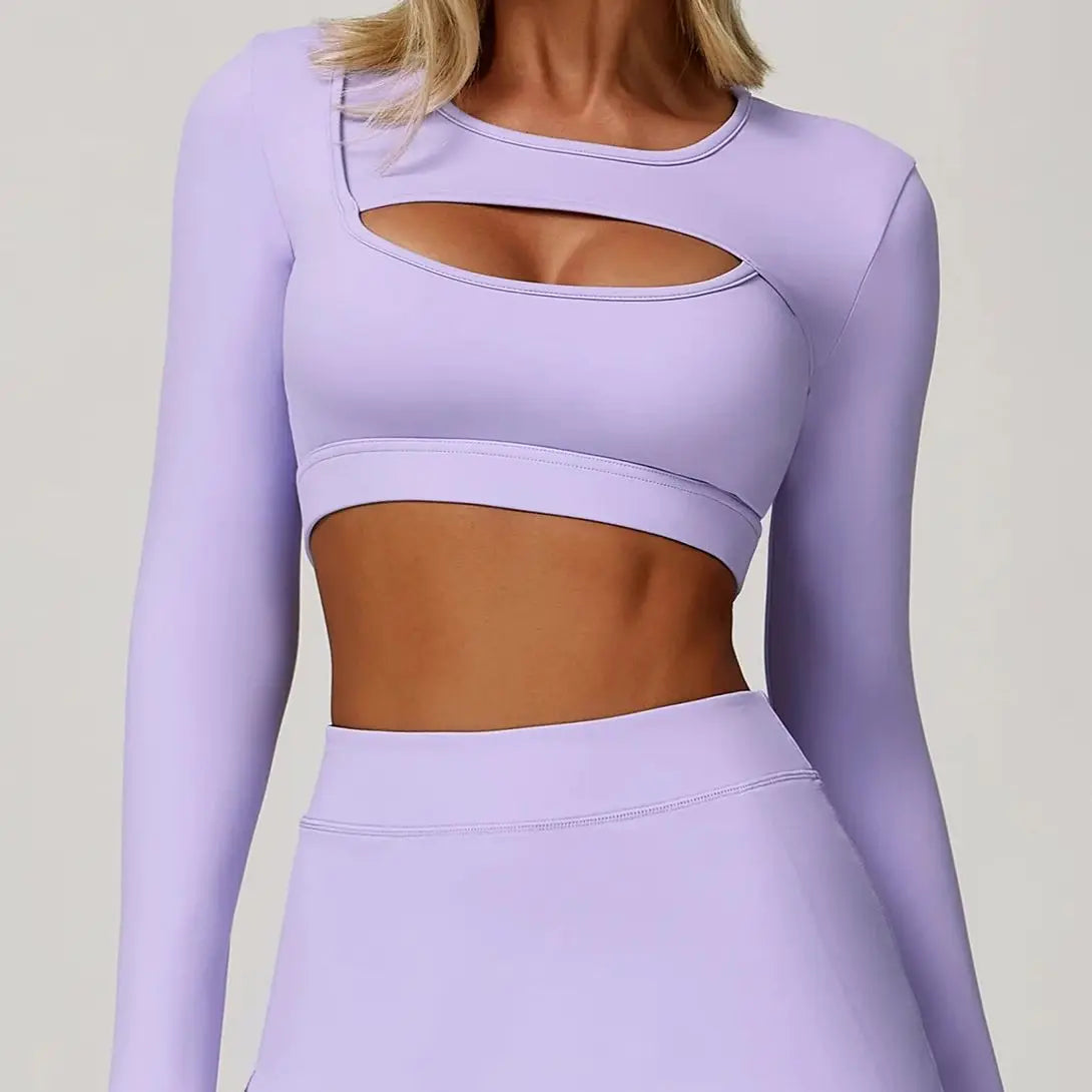 High Waist Long Sleeve Yoga Top – Quick Dry & Sleek Fit