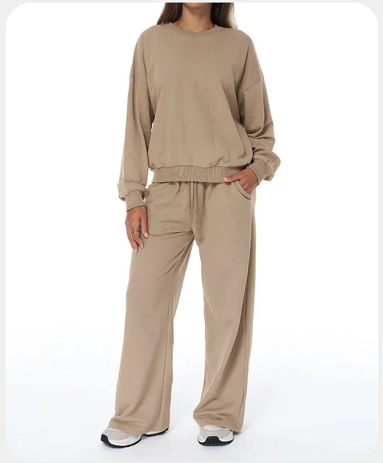 2-Piece Winter Yoga Set – High Waist & Wide Leg Comfort Wear