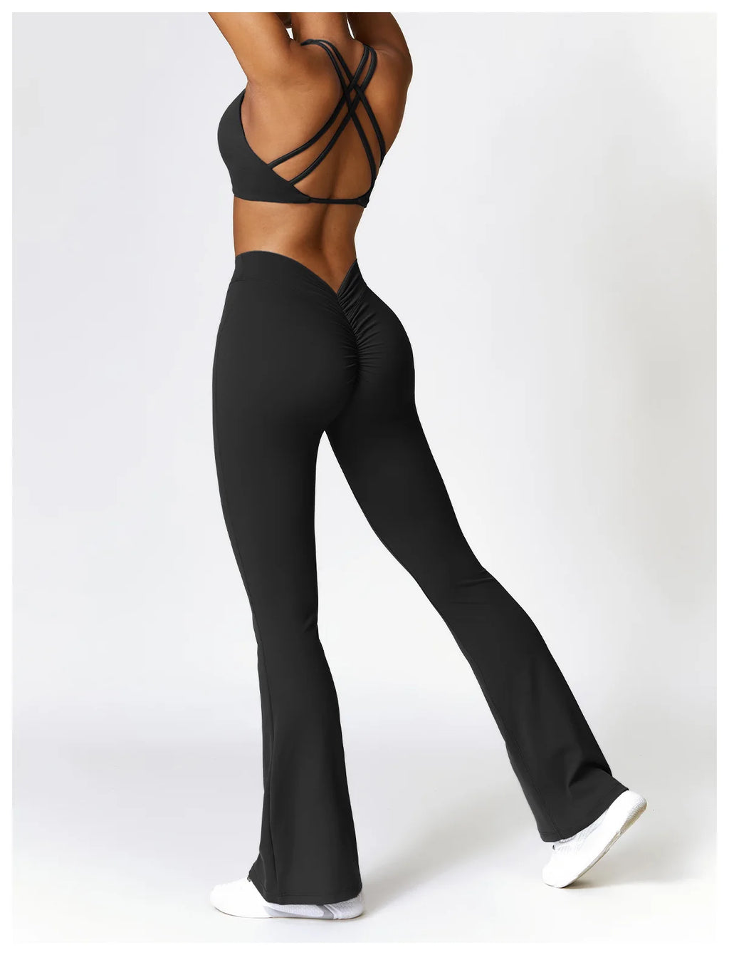 Front Twist Padded Sports Bra – Cross Strap & Push-Up Fitness Top