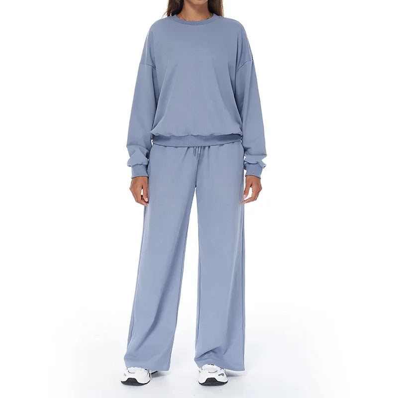 2-Piece Winter Yoga Set – High Waist & Wide Leg Comfort Wear