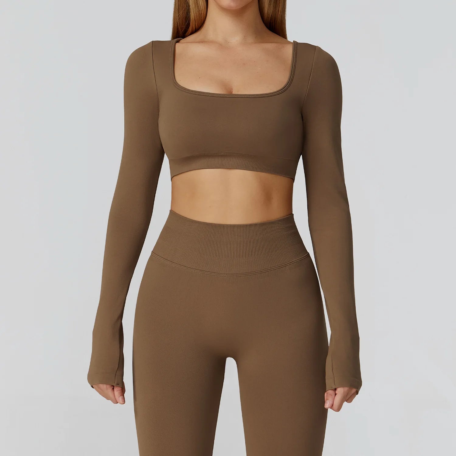 Seamless Long Sleeve Yoga Top – Backless & Quick-Dry Fitness Shirt