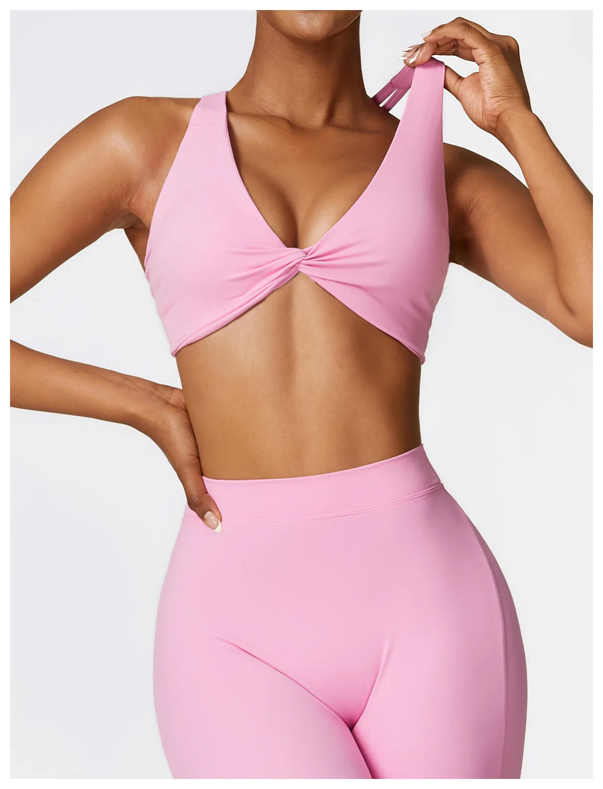 Front Twist Padded Sports Bra – Cross Strap & Push-Up Fitness Top