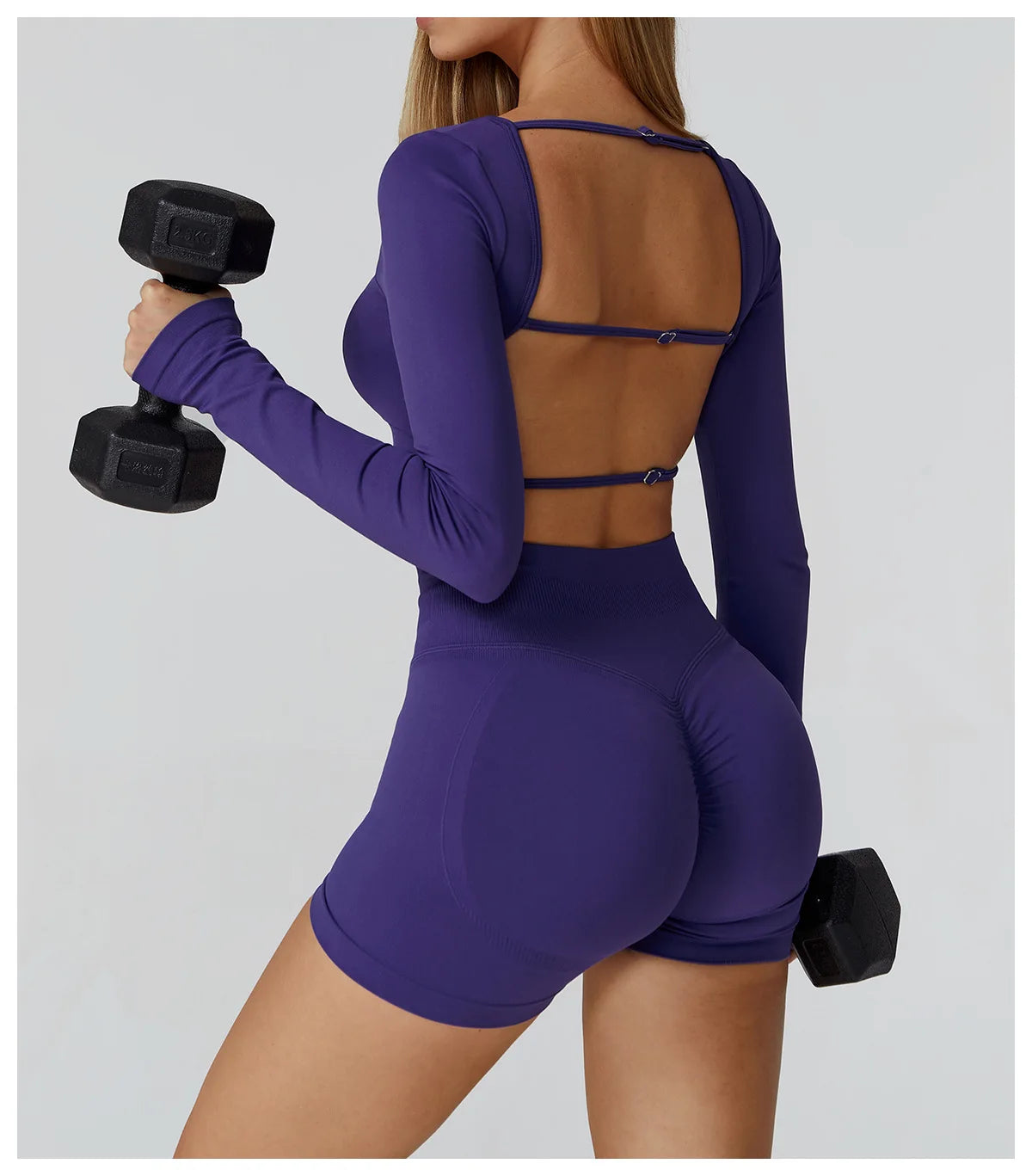 Seamless Long Sleeve Yoga Top – Backless & Quick-Dry Fitness Shirt
