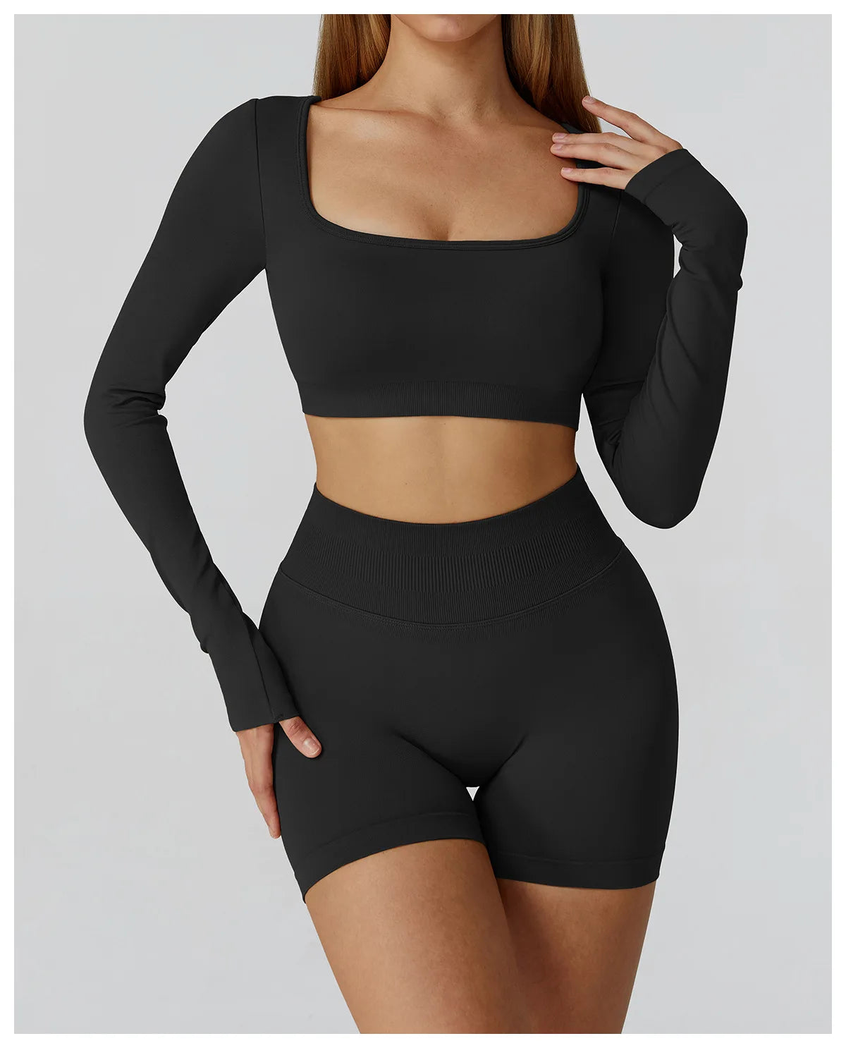 Seamless Long Sleeve Yoga Top – Backless & Quick-Dry Fitness Shirt