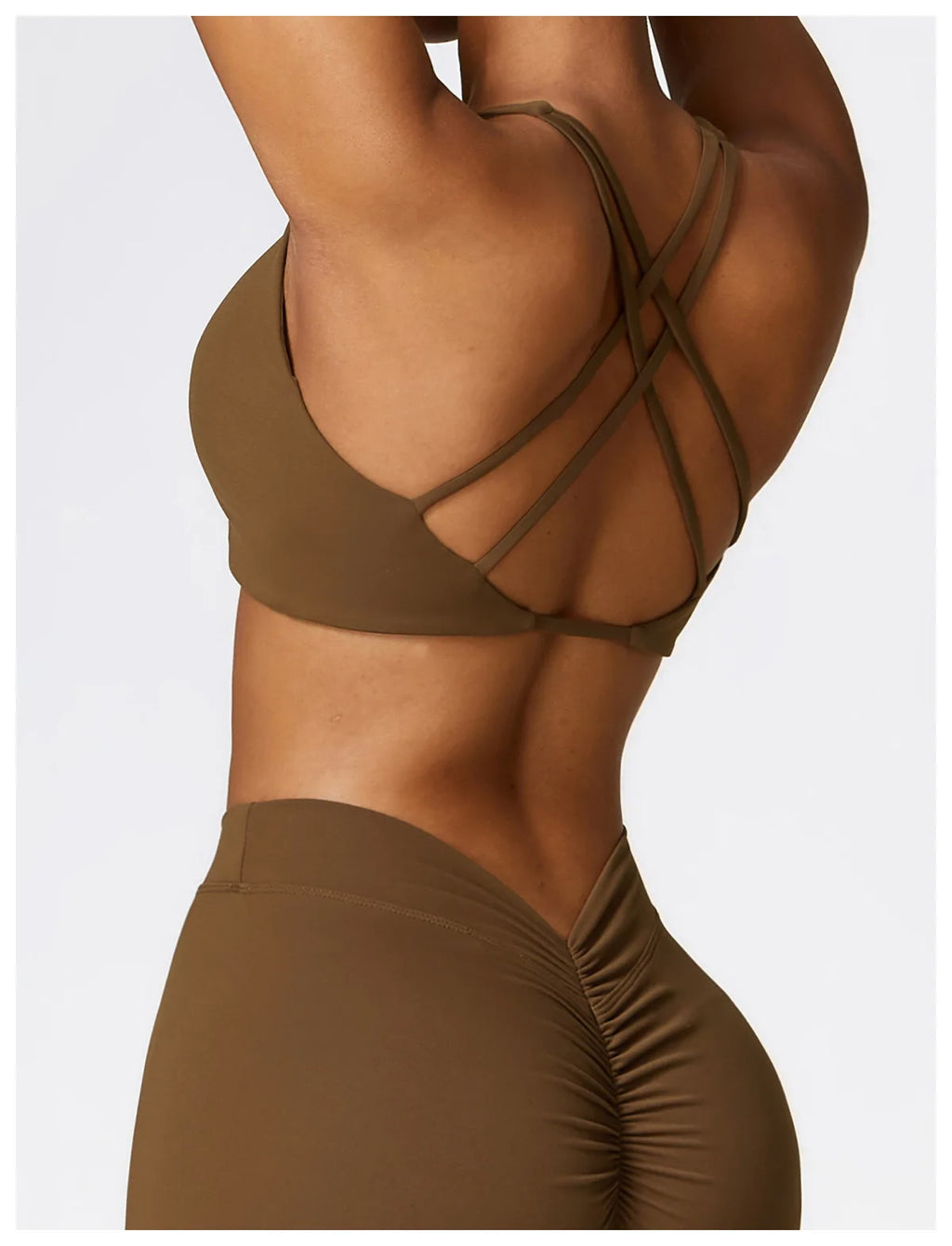 Front Twist Padded Sports Bra – Cross Strap & Push-Up Fitness Top
