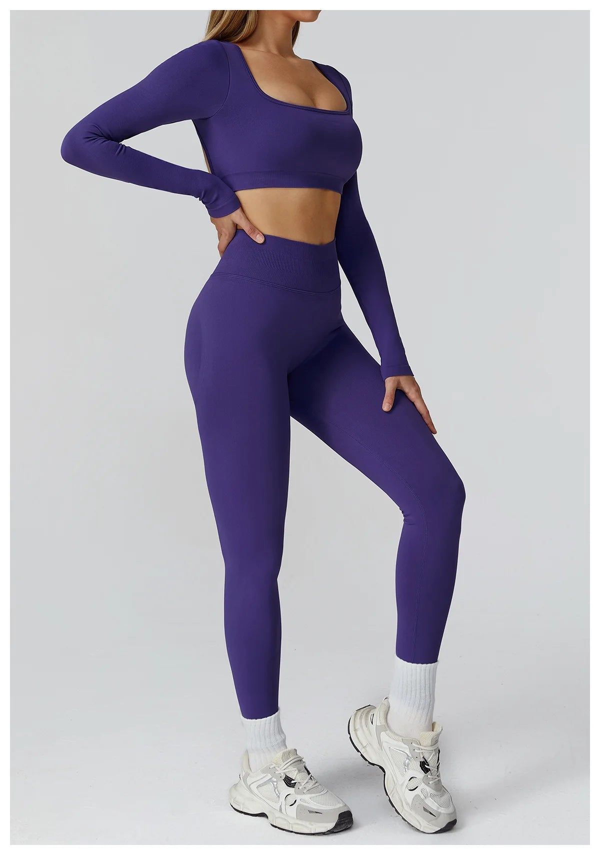 Seamless Long Sleeve Yoga Top – Backless & Quick-Dry Fitness Shirt