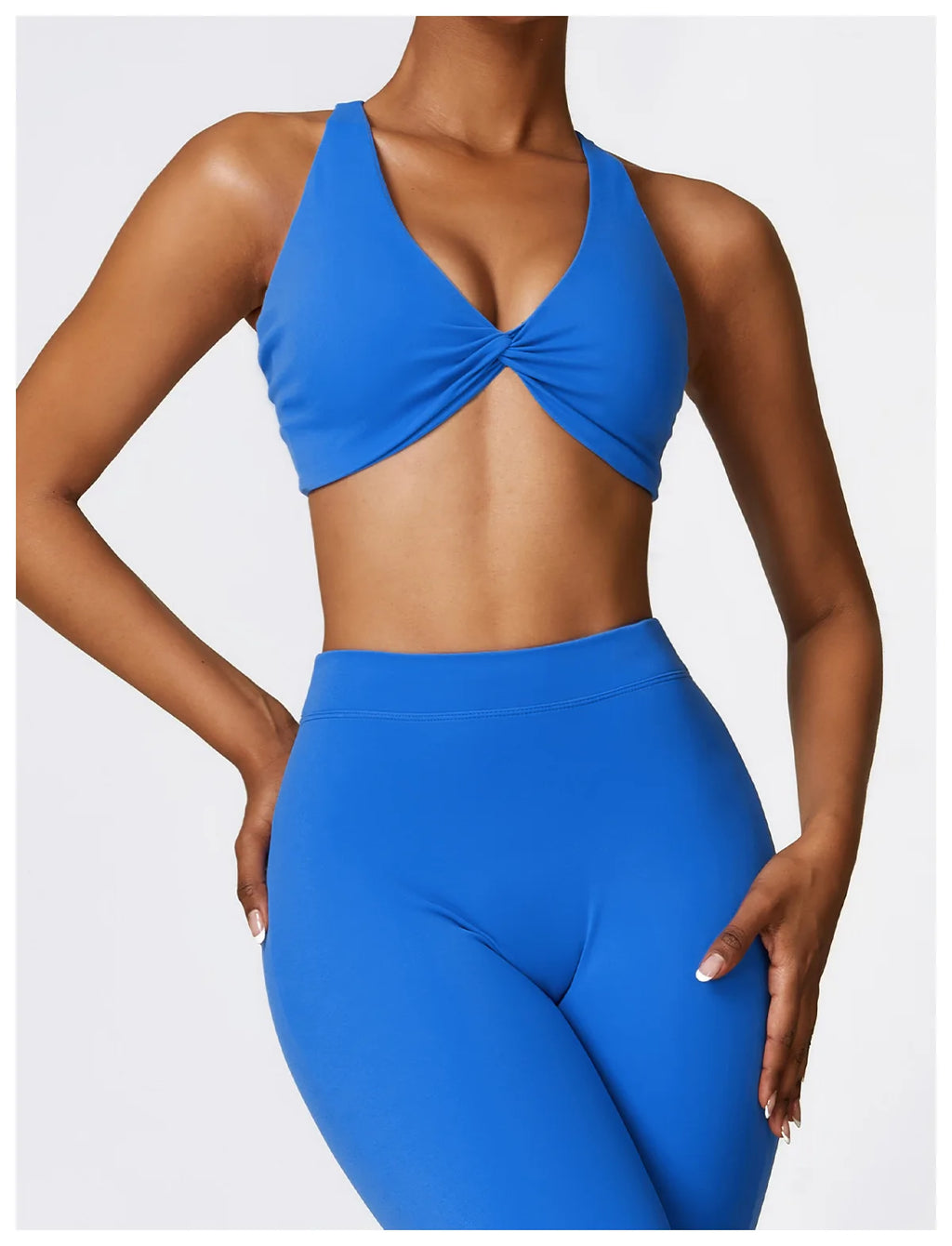 Front Twist Padded Sports Bra – Cross Strap & Push-Up Fitness Top